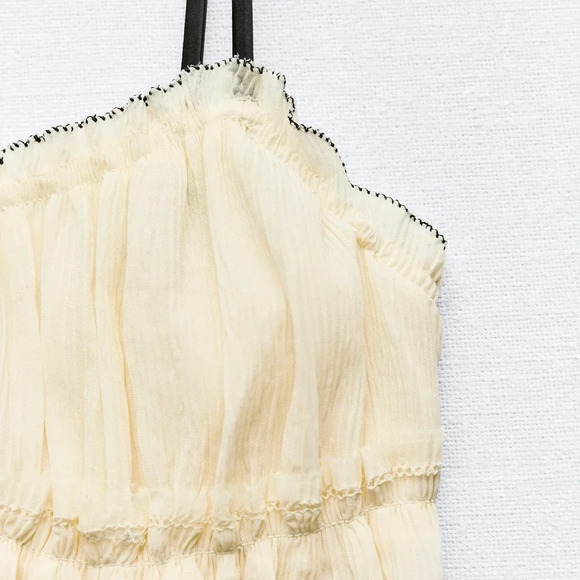 ZARA LITTLE BOW TEXTURED DRESS - Picture 10 of 12